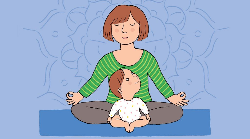 “Et si Bébé était votre Maître yoga…”, Popi n°454, juin 2024. © Illustration : Vérane Cottin, Popi n°454, juin 2024.